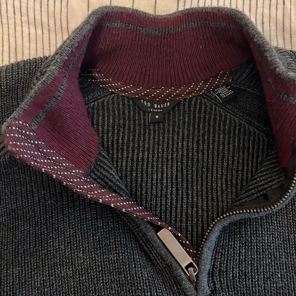 Ted Baker Men’s London Sweater 1/4 Zip Ribbed Pullover - Picture 2 of 10